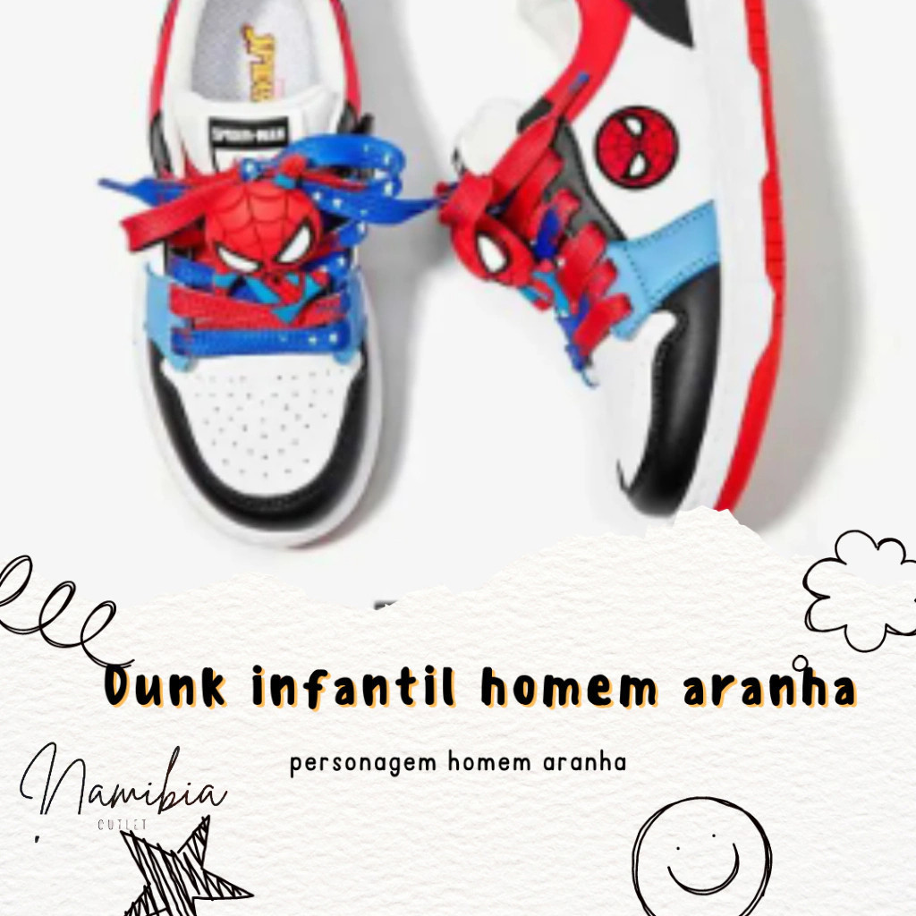 Sapatenis Menino Homem Aranha Vermelho Cano Baixo Cadarço+ Boneco Pingente