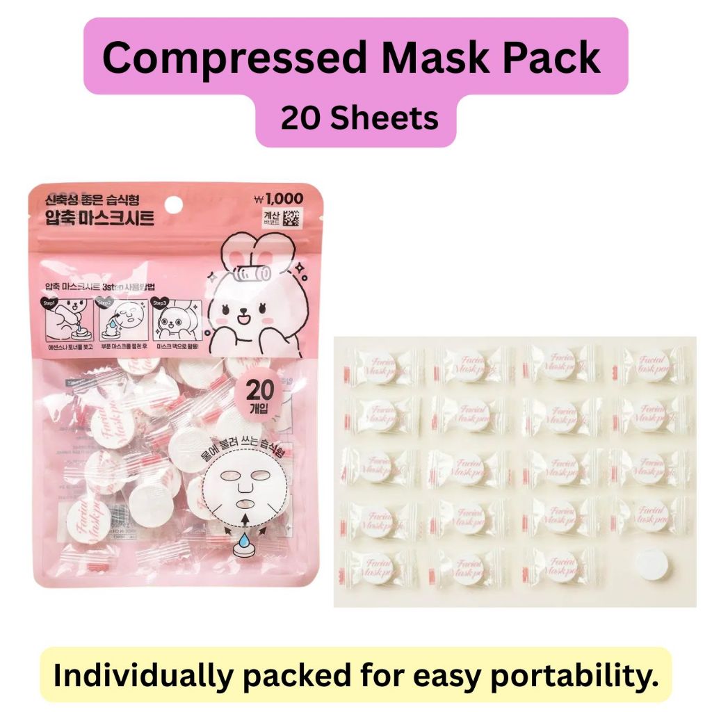 Folhas De Máscara Facial Comprimida 20 Unidades | Comprimidos De Folha DIY Embalado Individualmente Papel Portátil Para