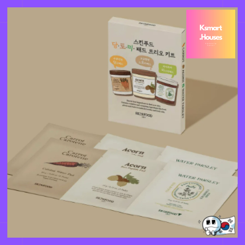 Skin Food [Kit Pad De 3 Peças] Trio De Cenoura , Bolota , Watercress (2 Folhas x 6/Portátil)
