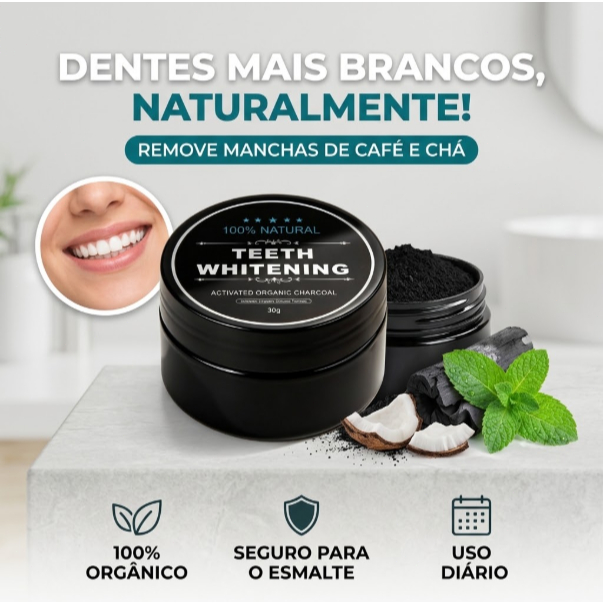 Teeth Whitening Powder 30g – 100% Natural Activated Charcoal Formula, Perfect for Smokers, Coffee Drinkers, and Stained