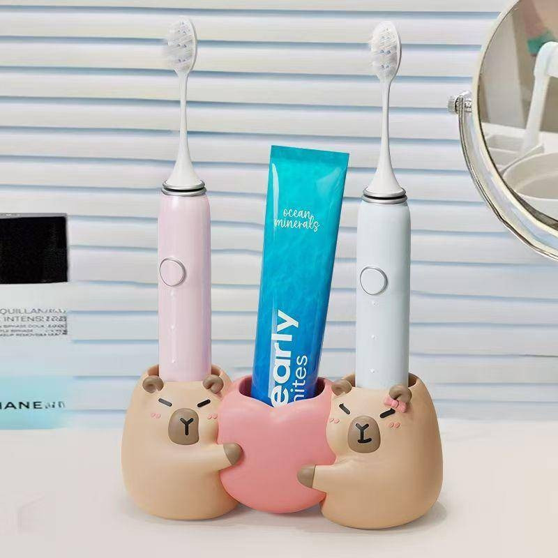 Creative Cartoon Silicone Toothbrush Holder，Cartoon Capybara Storage Rack。