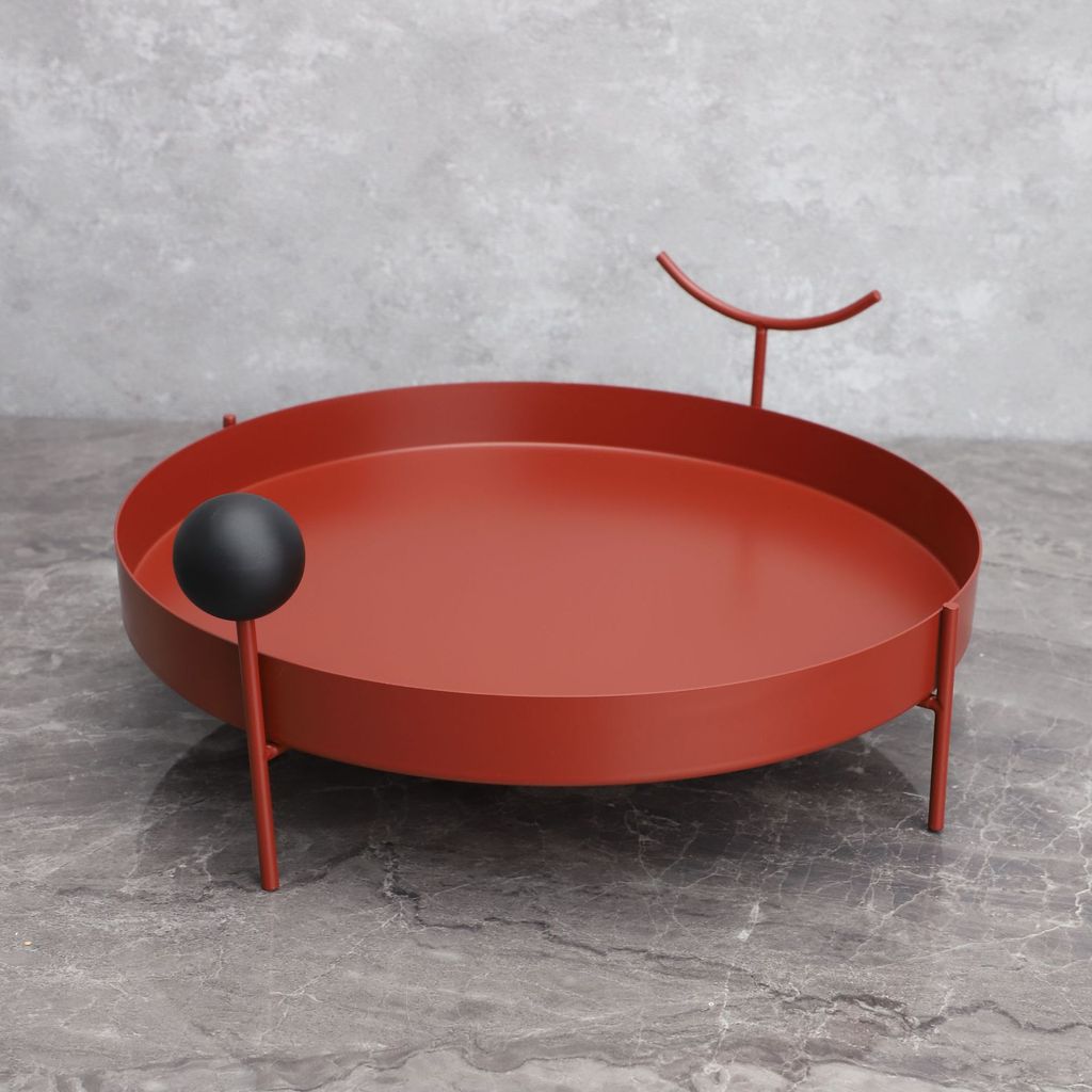 RDLP New Chinese-style creative metal round tray, suitable for display in model homes, TV cabinets, dining rooms, living