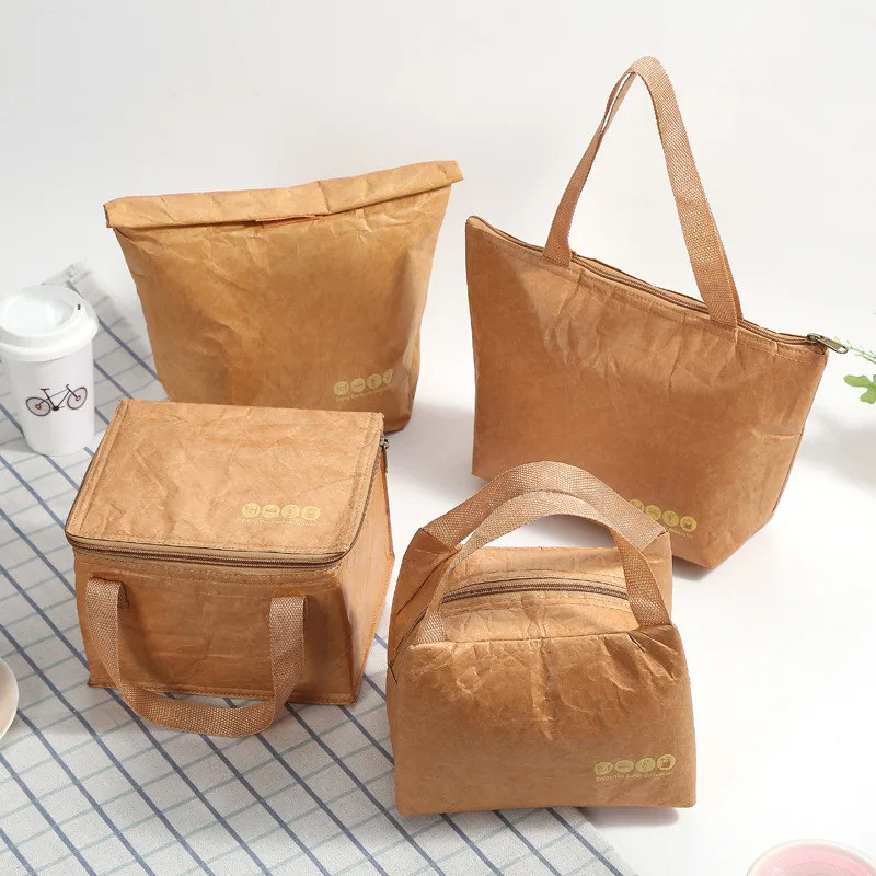 Foldable Reusable Leakproof paper Lunch Food Bag Container Portable Large Capacity Kids Boy Women Thermal Cooler Insulat