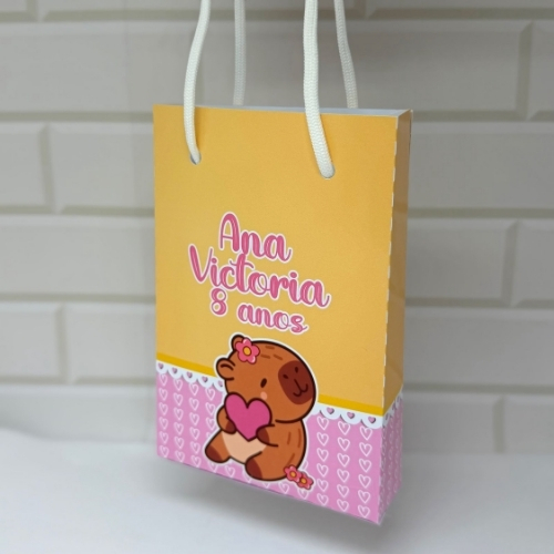 Kit Sacolinha Personalizada Capivara | Produto para Montar | Pequena (16,5x10x3,5cm)