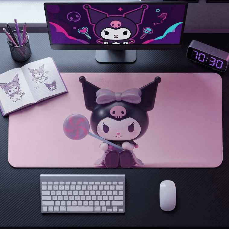 Mouse Pad Gamer Kurmii 23,5x23,5cm/ 65x30cm/ 90x40cm/ 90x55cm Borda Costurada Cute Vários Modelos