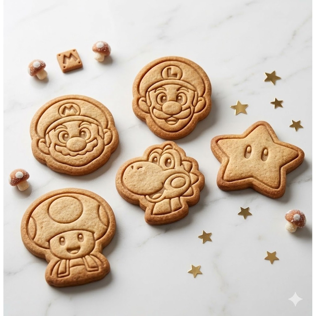 Cortador De Biscoito Super Mario Cute Kit 5 Peças 5,5cm Confeitaria Pasta Americana PLA