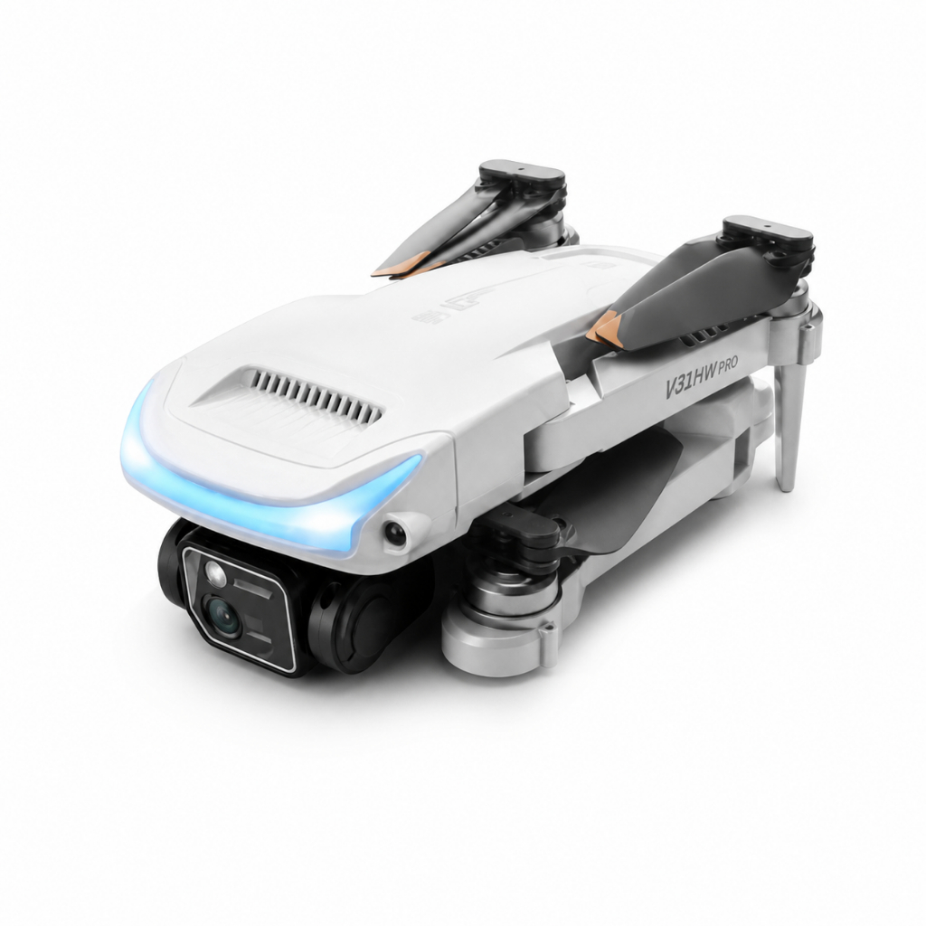 Drone W31HW com Câmera HD 4K GPS 2 Baterias e Maleta Profissional Bag Cinza Off White
