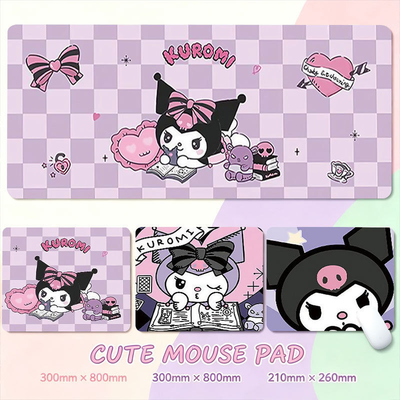 Lavanda Roxo Kawaii Mouse Pad Adorável Kuromi Multi Cena Estrela Verificador Livro Leitura Coração Design Oversized Anti