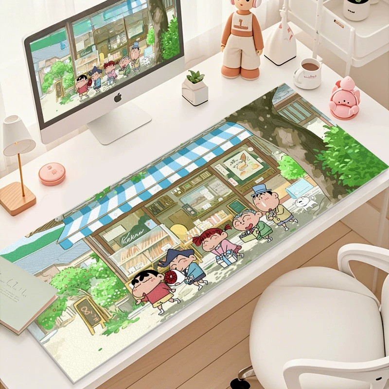 Impressão De Alta Definição Anime Crayon Shin-Chan Couro Mouse Pad Oversized Dos Desenhos Animados Meninos Bonito Mesa A