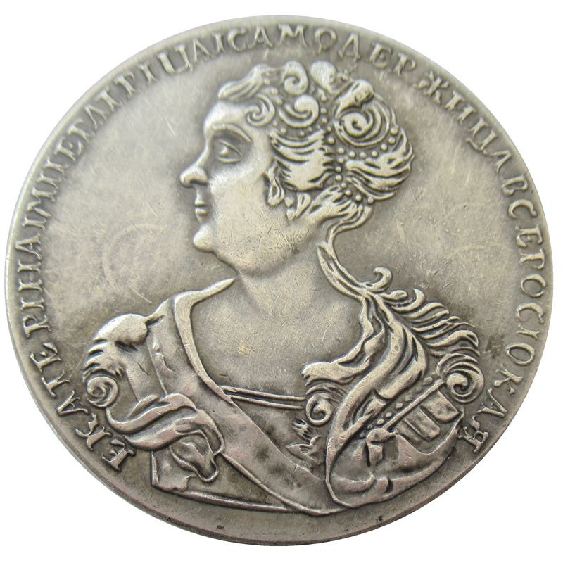 Moeda comemorativa russa de artesanato antigo, 1 rubi 1725, cobre, banhado a prata, venda quente, moeda de prata type2 T