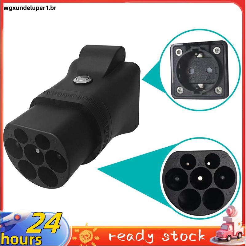 Type2 V2L EV Módulo De Descarga De Conversão Carregador Portátil De Veículo Elétrico Com Interruptor Schuko Tomada Plugu