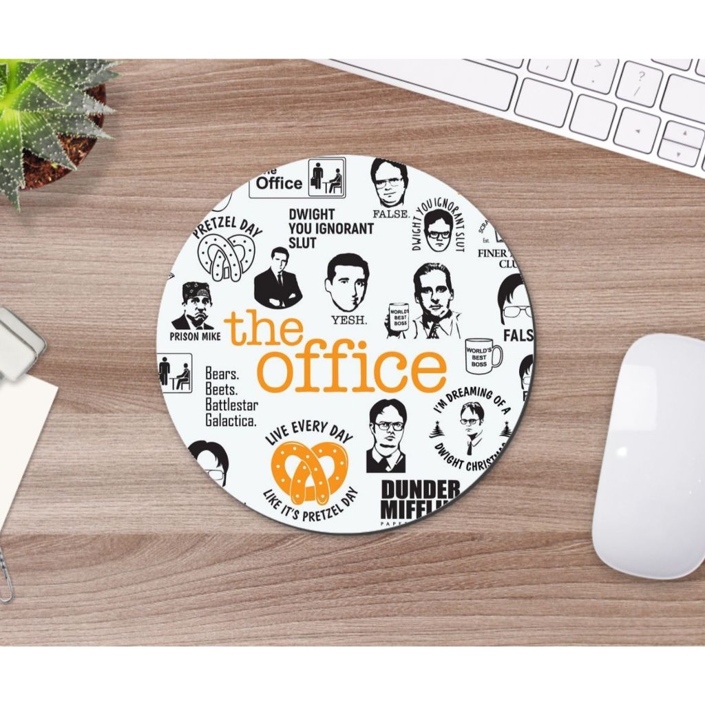 Mouse Pad Redondo Neoprene 19x19 Icons Série The Office Geek Nerd