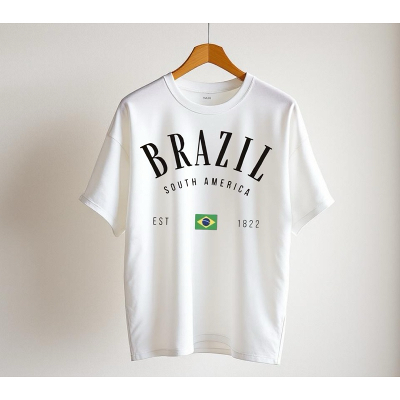 Camiseta Brasil Gringa Verão Europeu Moda Blusa Oversized Unissex Trend Blogueira Algodão Roupa