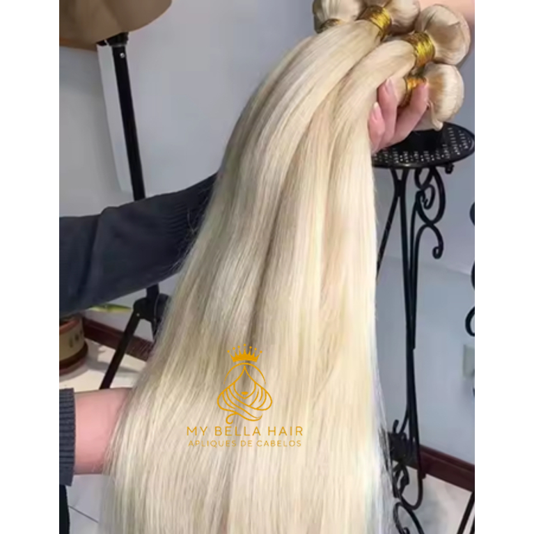 Cabelo Liso 100% Semi Humano 60cm 100gr Fibra Russa Europeu Igual Brasileiro do Sul Loiro Liso Ondulado