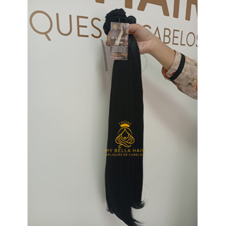 Aplique Cabelo Tela Mega Hair Natural Russo Liso 70cm 100grs Semi Humano Idêntico Humano Europeu