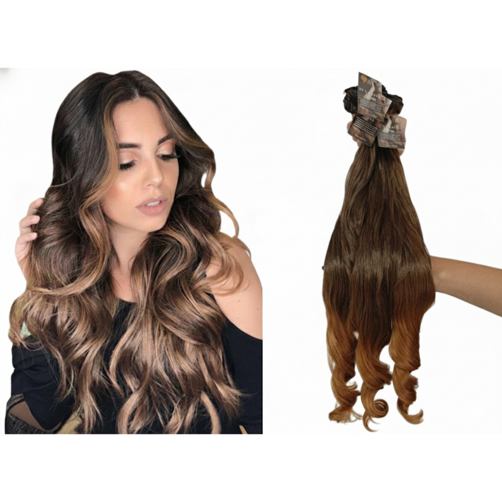 Aplique de Cabelo Fibra Russa em Tela Semi Humano 60cm 100grs Europeu Importado Liso e Ondulado