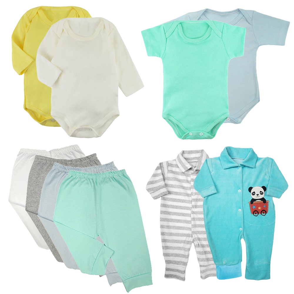Kit Roupinhas De Bebê 10 Peças Body E Mijão E Macacão Plush