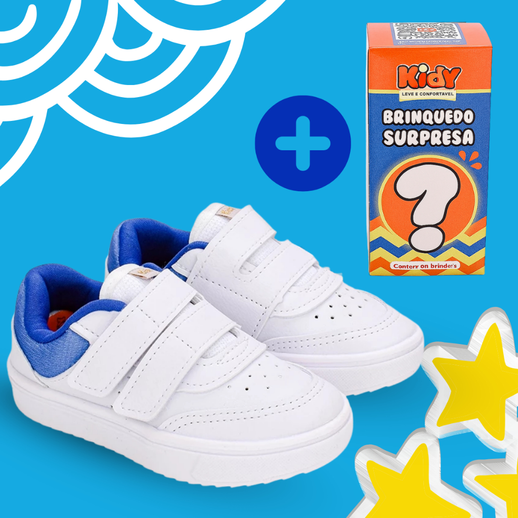 Tênis Infantil Kidy Happy Leve Casual Com Brinquedo Surpresa Branco Presente Dia Das Crianças