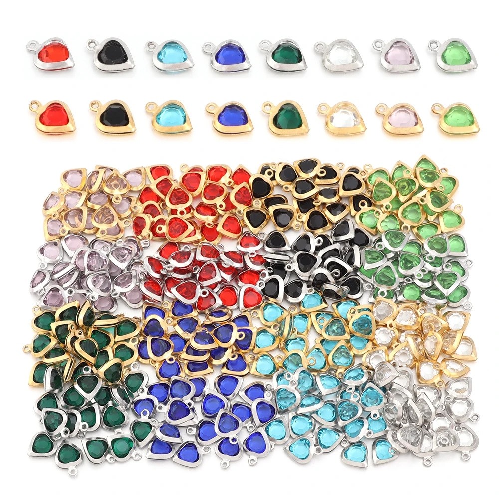 Pingente Coração De Cristal Para Bijuterias - 8mm -10-60pcs Dd diy