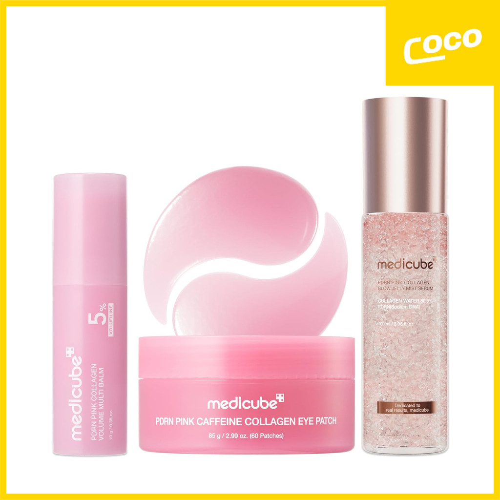 [NEW]MEDICUBE PDRN Pink Collagen Volume Multi Balm 10g&Caffeine Collagen Eye Patch 60pcs 85g&Glow Jelly Mist Serum100ml