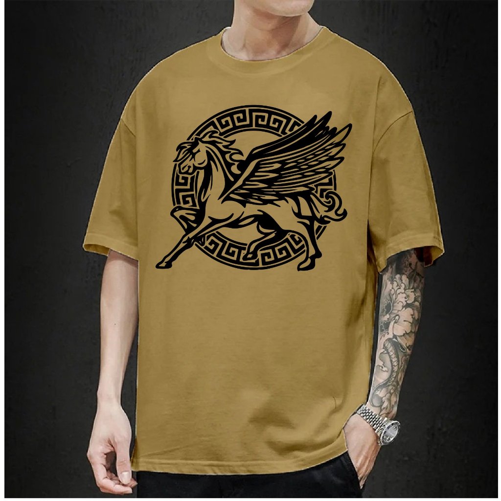Camiseta Masculina Casual Algodão Premium Adulto, Infantil e Plus Size Pegasus