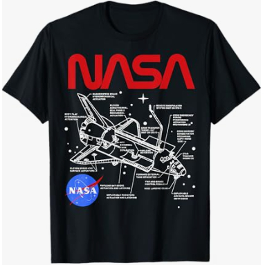 Camiseta Camisa Blusa Unissex Algodão NASA Space Shuttle Schematic
