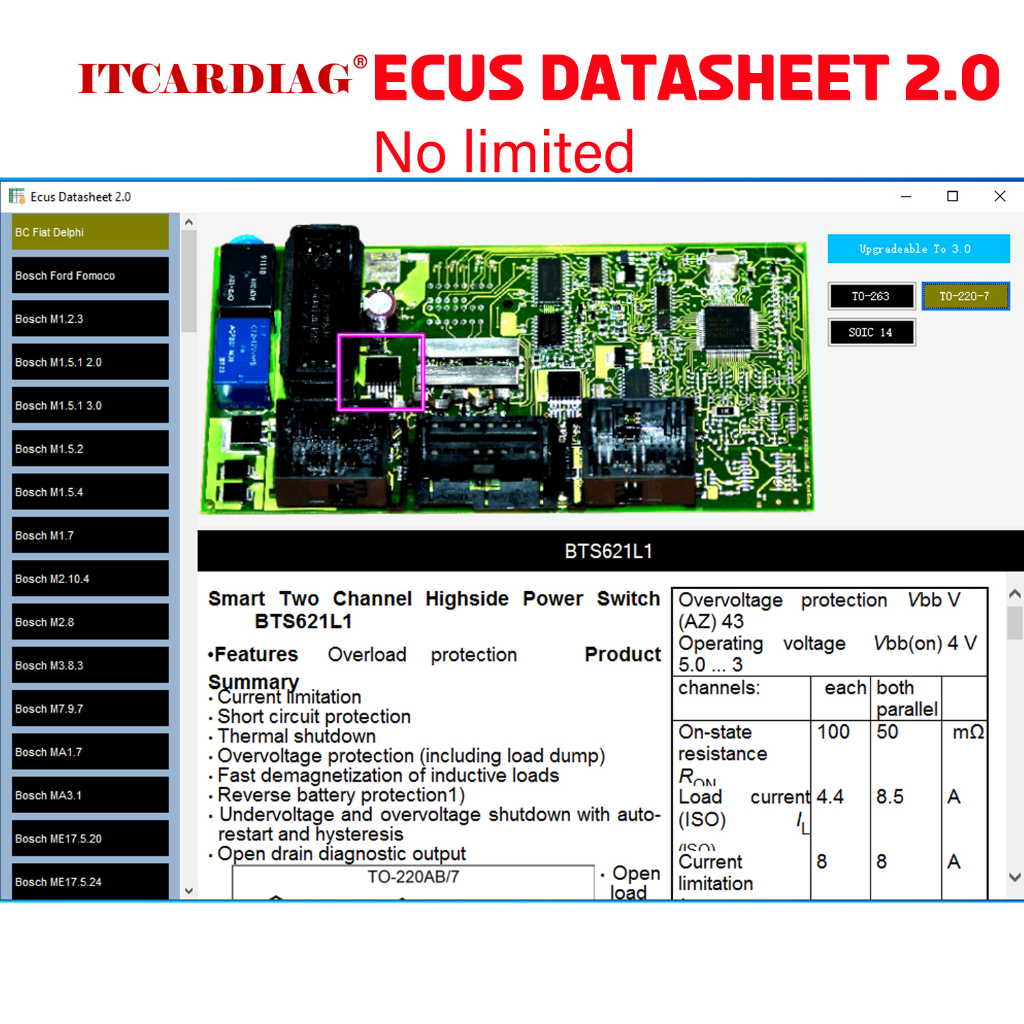 ECUs Datasheet 2.0 ECU Repair Software PCB Schematics Com Componentes Eletrônicos De Carro E Informações Adicionais