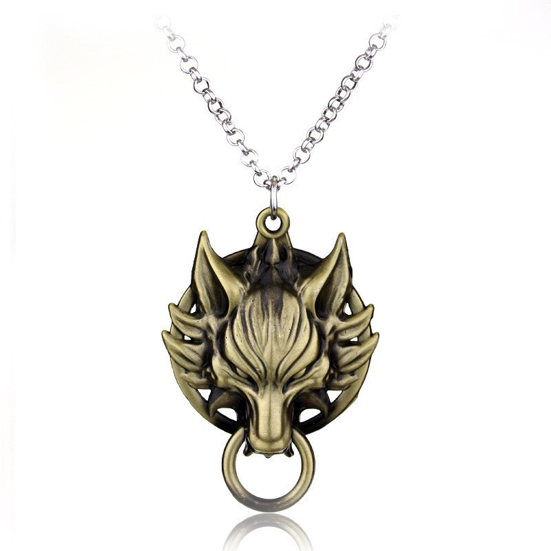 Colar Final Fantasy, com um pingente vintage de lobo Su Ter LQ73 TZWR
