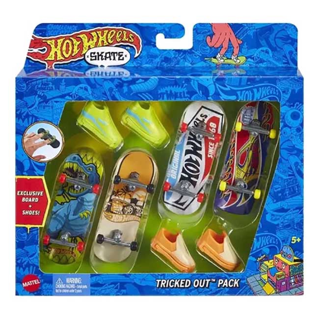 Hot wheels Skate Dedo Pack com 4 Fingerboards & Shoes Mattel