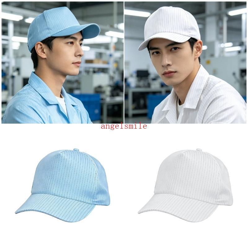 Inspection Headwear ESD Cleanroom Cap Respirável Front Shade Semi Mesh Poliéster 56-60 cm Para Equipes Oficina E