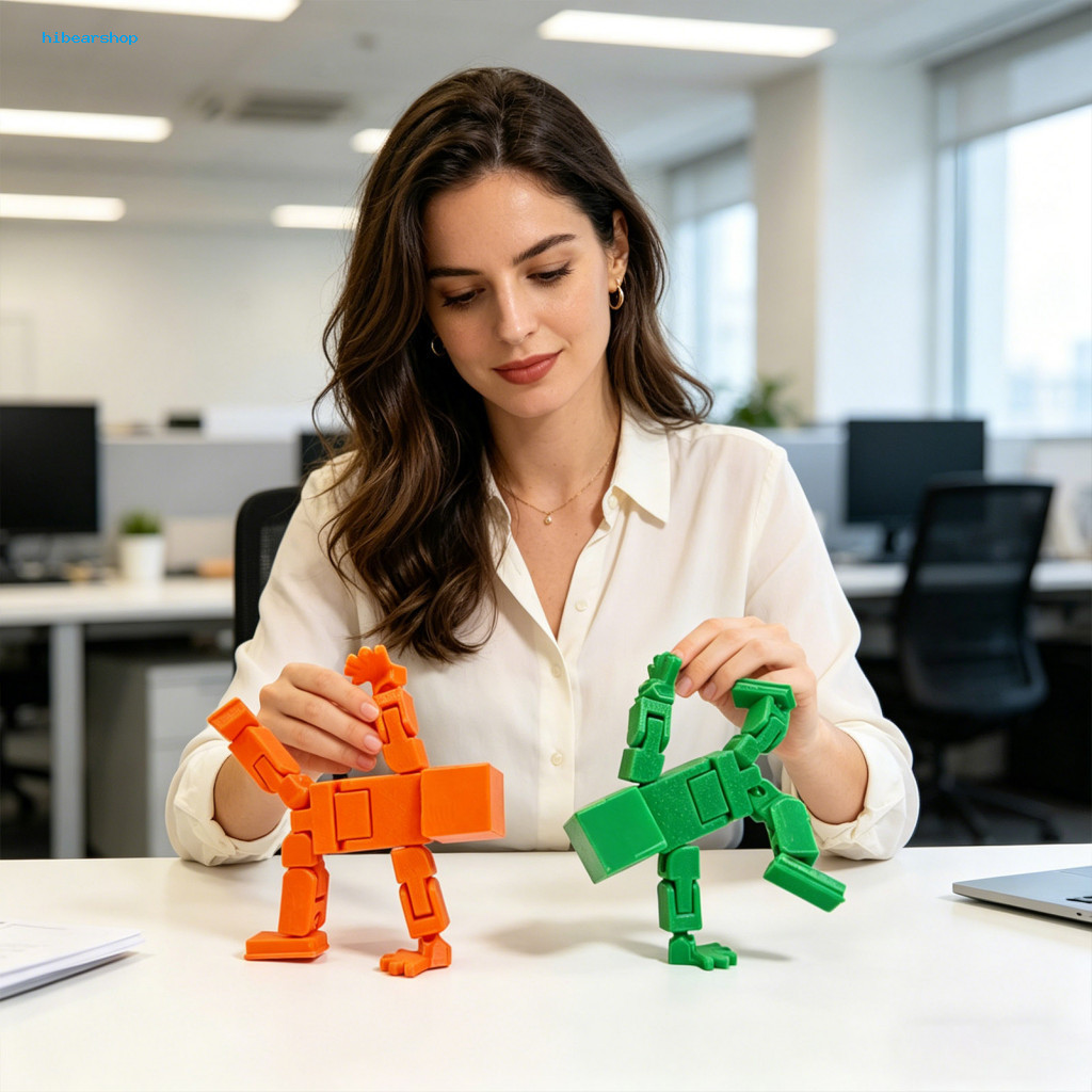 Cube Robot Stress Relief Toy Man Figurine 3d Printed with Movable Joints – Desktop Decoration for Home Office Unique f