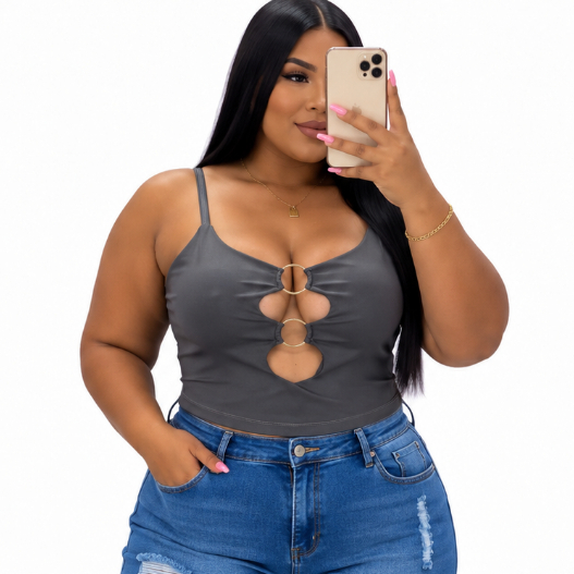 Regata Alcinha Com argola Veste do 46 ao 52 Plus size Feminino Tecido Leve e confortável Super estiloso