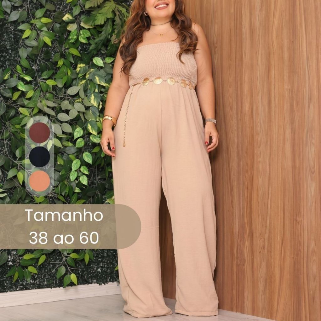 Macacão Longo Feminino Plus Size Largo LUXO