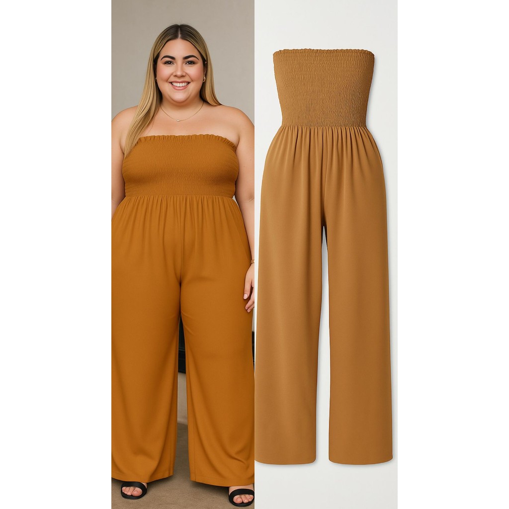 Macacão Longo Feminino Plus Size Mega Fluído Vestindo até o Tamanho 60