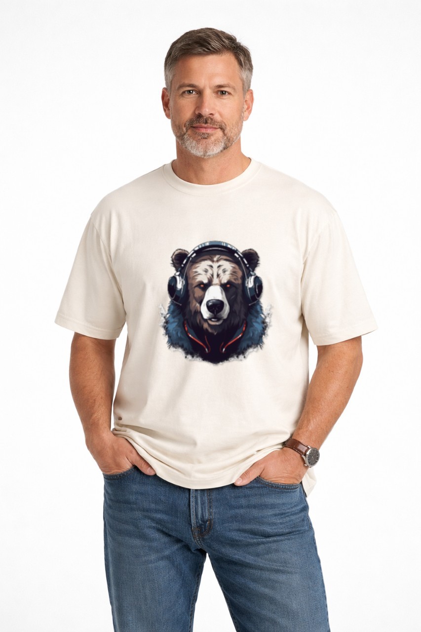 Camiseta Bear Wearing Headphones Moderna