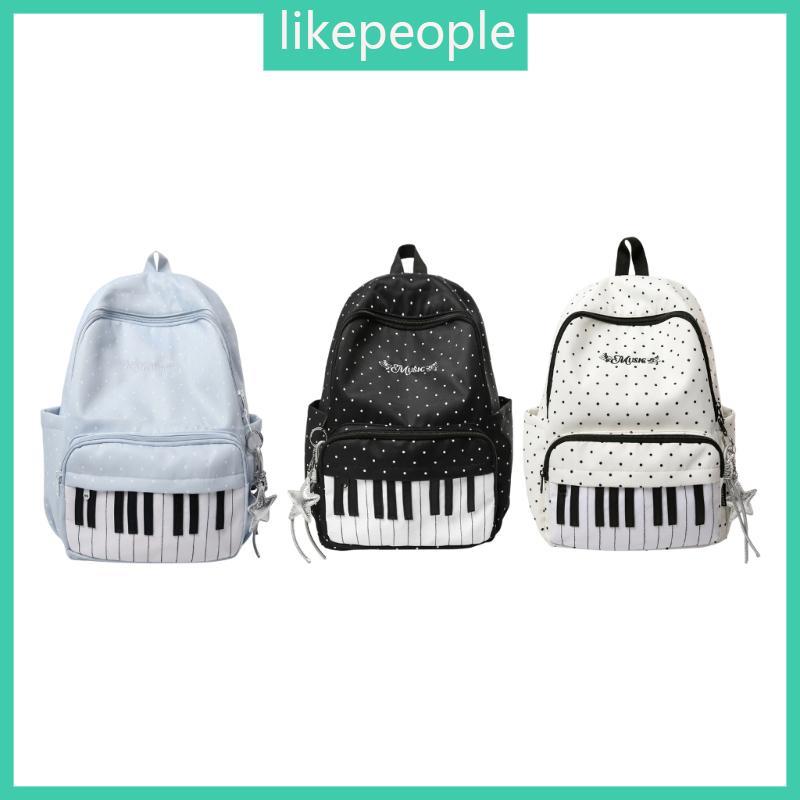 Mochila Escolar LIKE Music Theme Nylon Armazenamento Para Bolsa Uso Diário