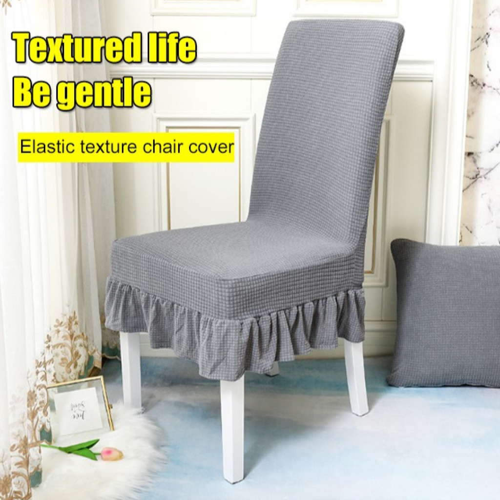 [Skirt Style] Checkwaterprooflaceskirtelasticchaircover Chair Cover/Hotel Use/Dining Room/Elastic Chair Protector