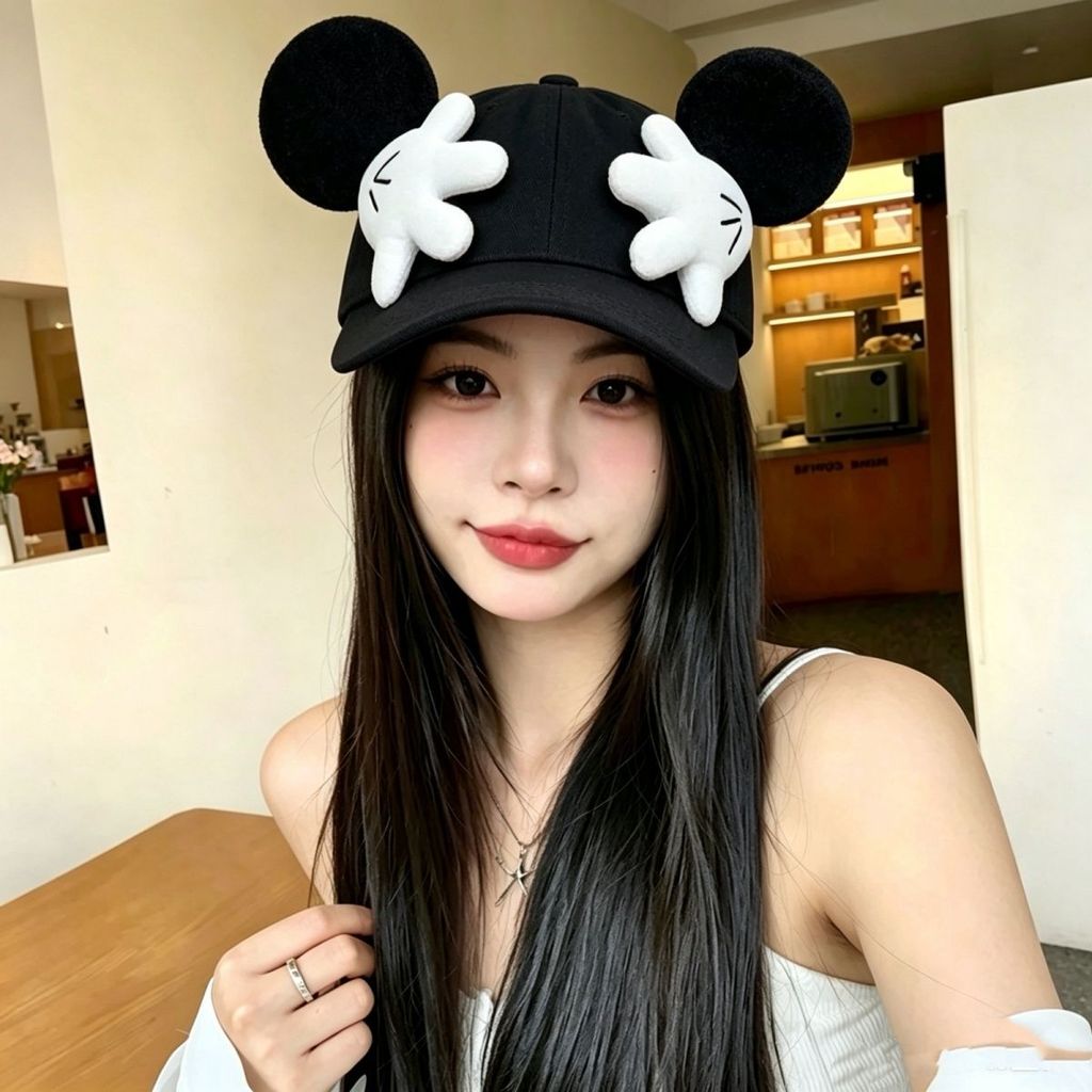 Casal viagem dos desenhos animados boné novo estilo Mickey bonito forma de orelha Design Spoof foto tiro espelhado boné