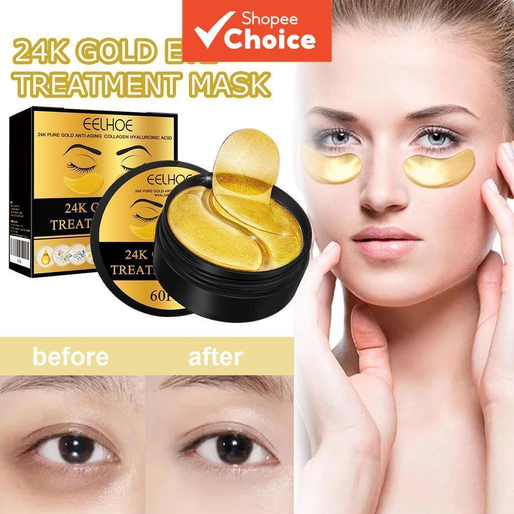 Ouro 24k Sob Remendos De Olho 60 Pçs Colágeno Ácido Hialurônico Anti-Envelhecimento Remover Olheiras Inchaço Rugas Nutri