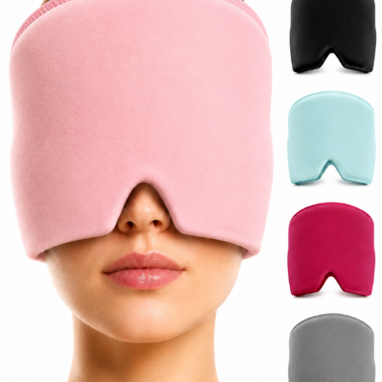 Touca De Enxaqueca Alívio Terapêutica Gel Hood Ice pack Máscara De Calor Para Os Olhos Dor De Cabeça