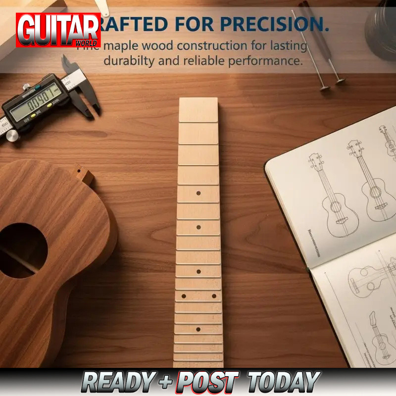 Fingerboard De Madeira De Bordo ​ 18 Trastes Cromados Ponto Preto Ukulele Fácil De Instalar