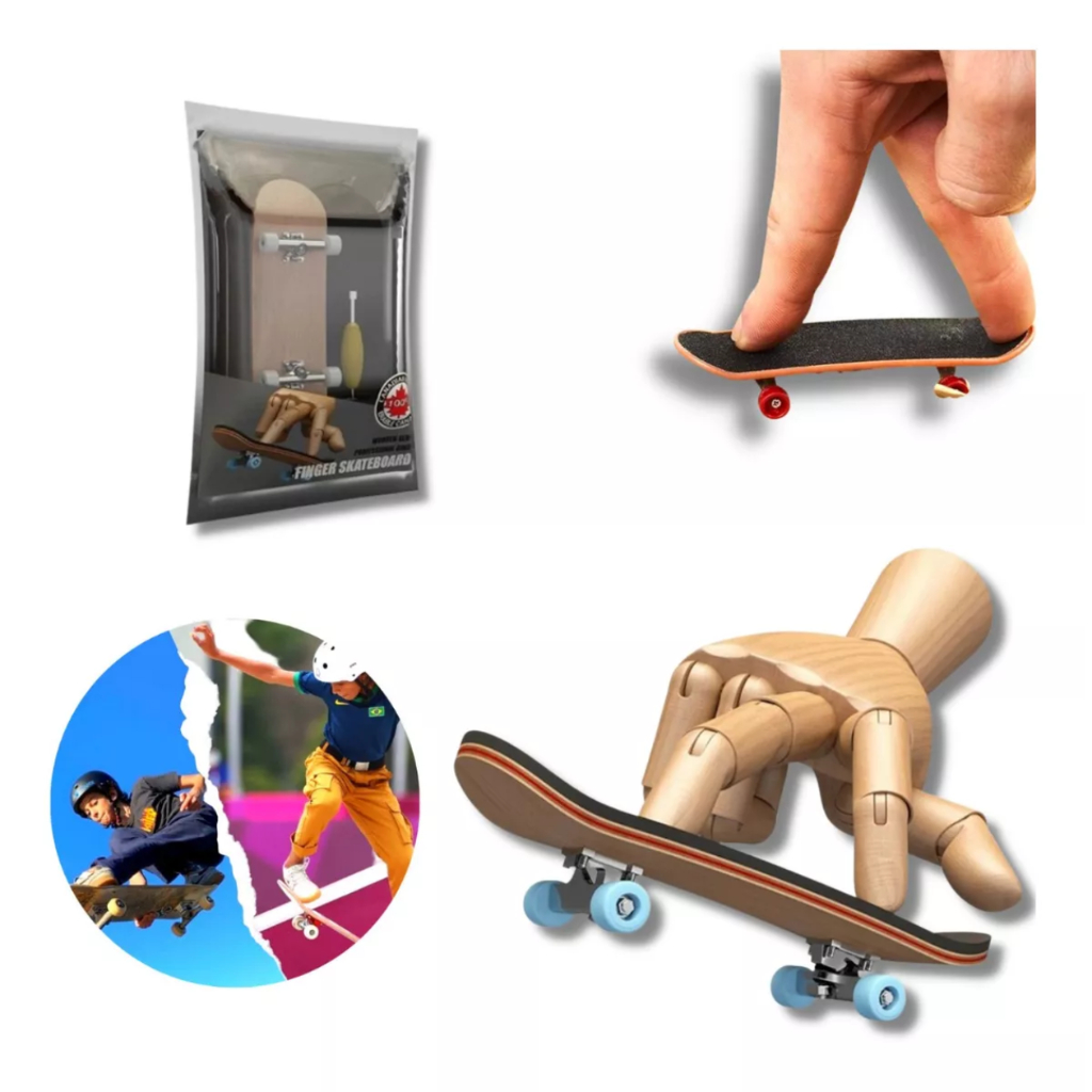 Skate de Dedo Fingerboard Madeira c/ Ferramenta Profissional