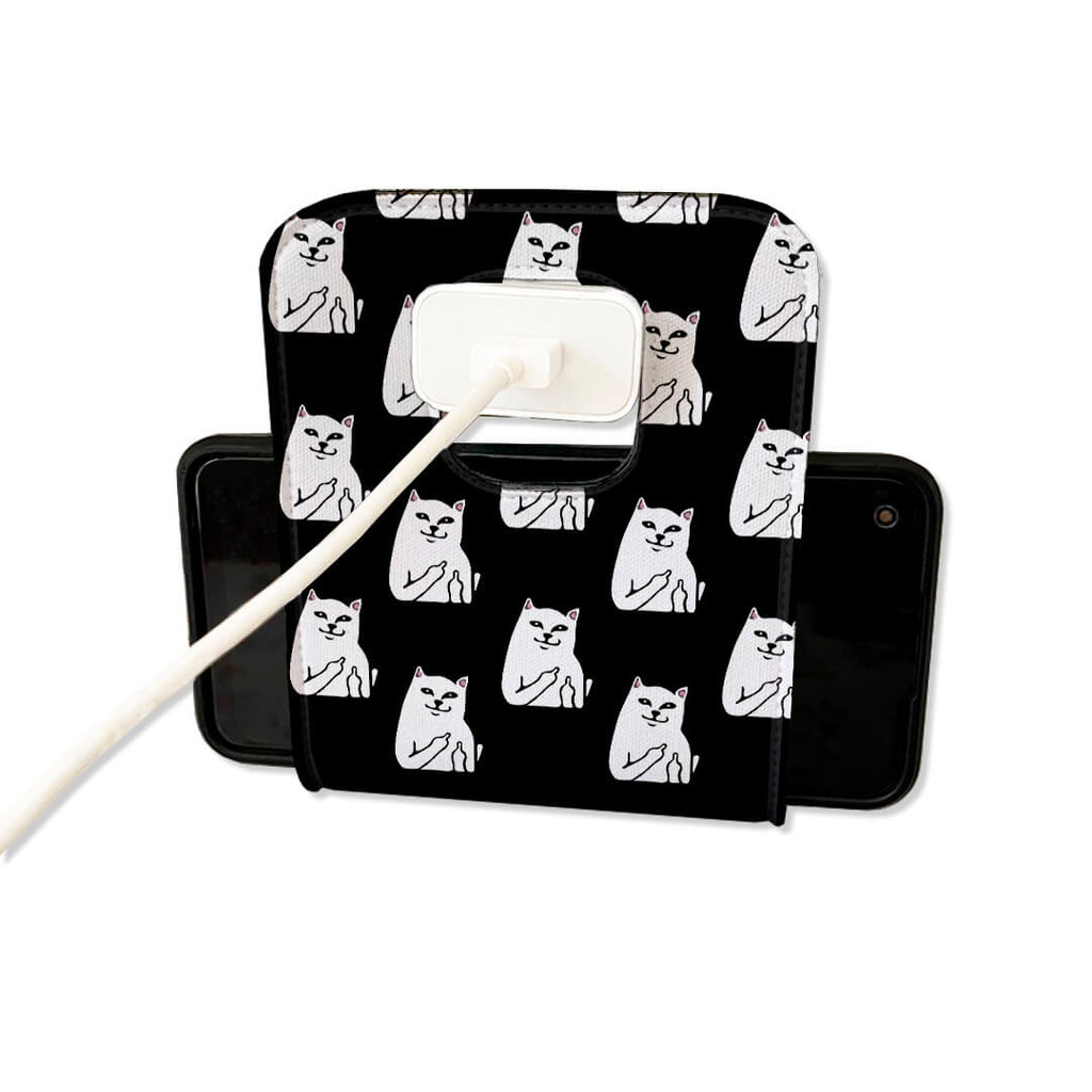 Faixa Carregador para Celular Gato Branco Meme Dedo