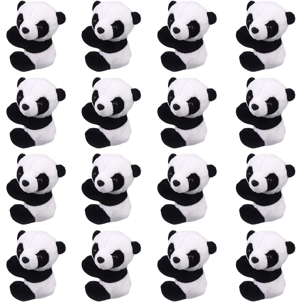 16 Pcs Finger Panda Plush 4 inch Panda Clips Curtain Holder Stand Note Memo Clips Photo Holder Cute Panda Toy Doll Finge