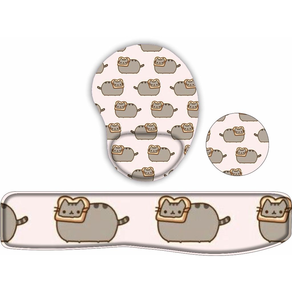 KIT Mouse Pad + Apoio de teclado + porta copo Gatinhos Legais
