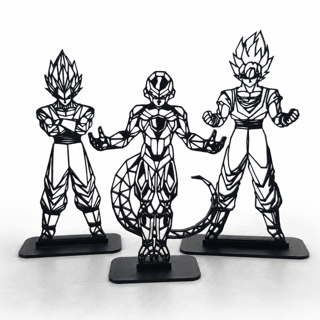 Kit Totens Dragon Ball – Goku Vegeta Freeza | 3 Peças | Anime | Decoração para Prateleira, Estante ou Mesa