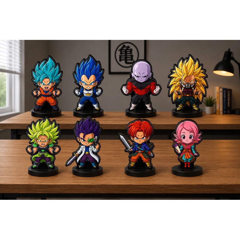 🔥 Kit 8 Totens Decorativos Dragon Ball Heroes – Eleve o Cosmos da sua Decoração! 🔥