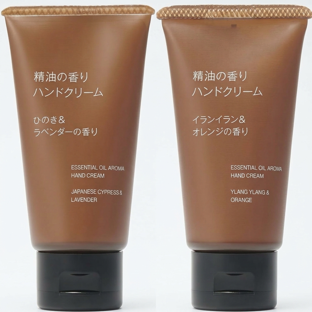 MUJI Essential Oil Hand Cream Hinoki & Lavender Ylang Ylang & Orange Ceramide Moisturizing Fast Absorbing Made in Japan