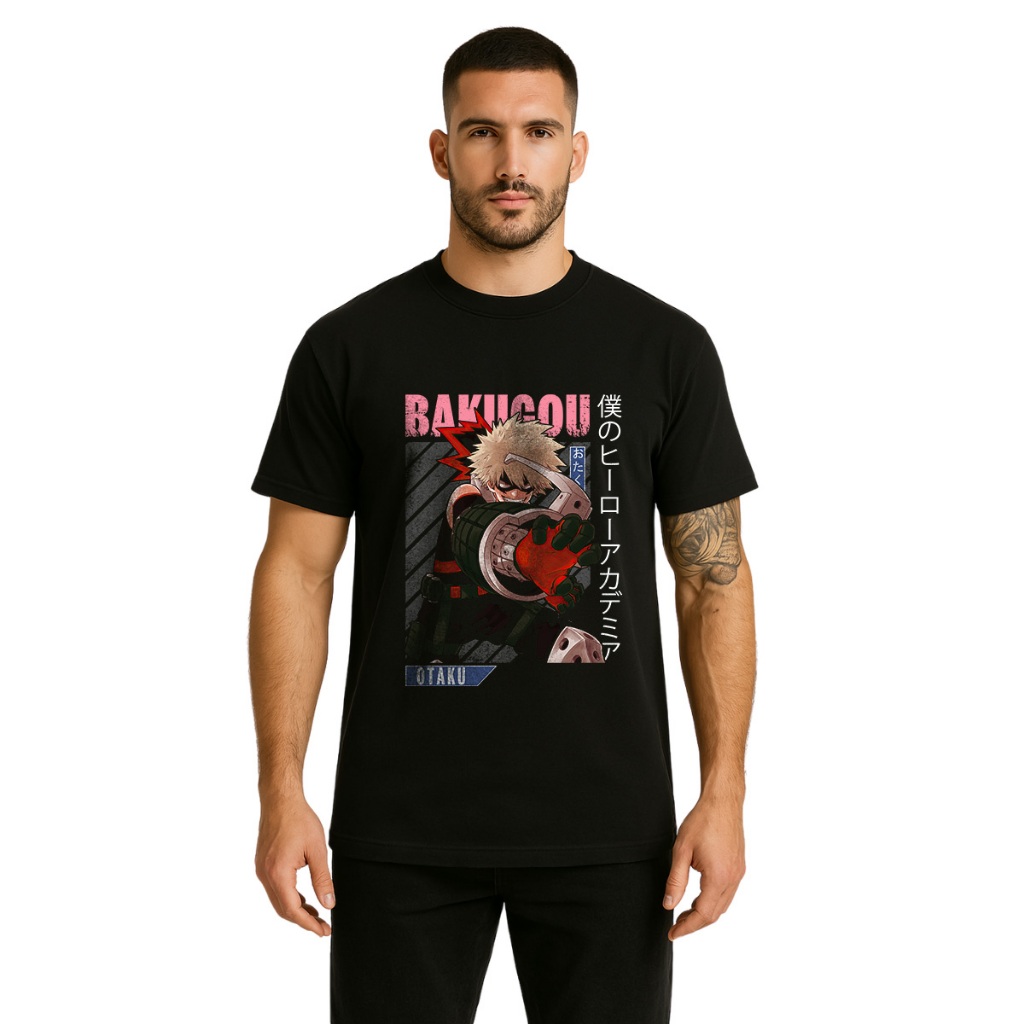 Camiseta Anime My Hero Academia Katsuki Bakugou Premium - Estampa Exclusiva Great Explosion Murder God Dynamight Otaku S