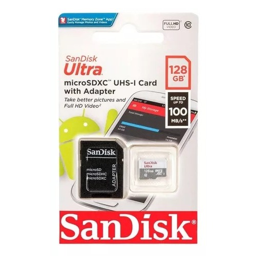 Cartão de memória Sandisk Ultra 128gb 100mb/s Classe 10 Microsd